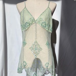 Vintage beaded tank top in mint green